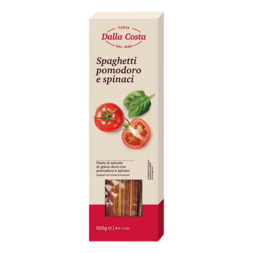 Паста Спагетти со шпинатом и томатами, Dalla Costa (0,500кг)