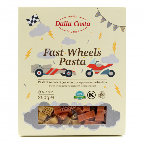 Макаронные изделия фигурные с томатами и базиликом "Быстрые гонки", Dalla Costa (0,250кг)