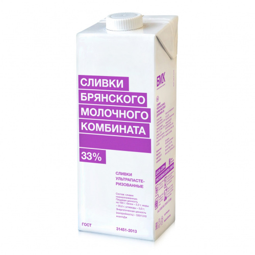 Сливки ультрапастеризованные 33%,"БМК" TBA edge (1л)