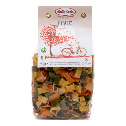 Паста фигурные со шпинатом и томатами "Любовь", Dalla Costa (0,250кг)