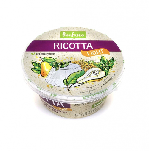 Сыр мягкий Рикотта Лайт 40%, Bonfesto (0,500кг)